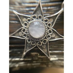 Star Pendant with White Opal Sterling Silver 925 with Star Pendant 1.5